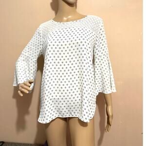 VAN‎ HEUSEN 3/4 Flare Sleeve Pastel Dotted Blouse Lattice Lace S| Fairycore
